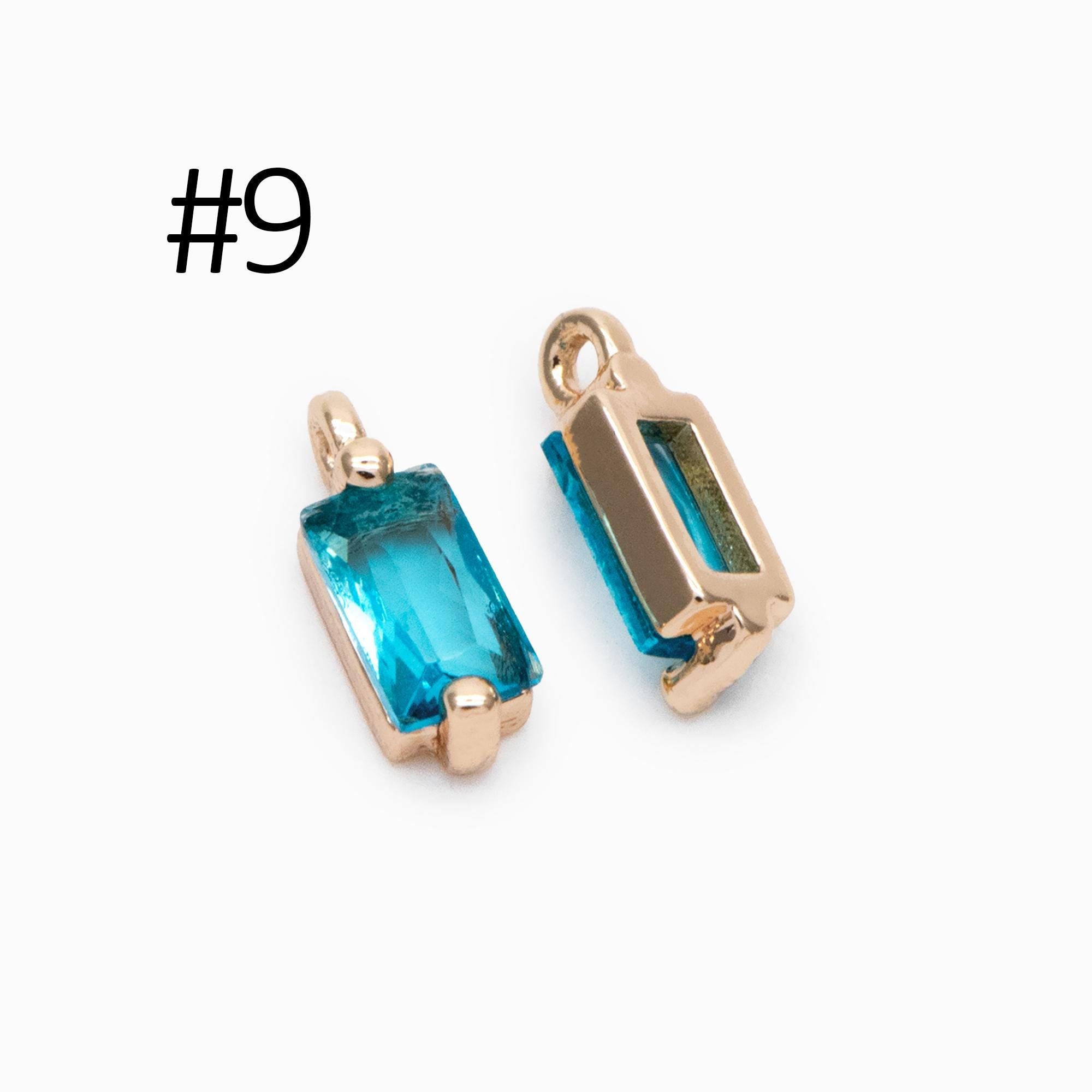 10pcs Glass Pave Gold Rectangle Charm, Earring Findings, Jewelry Making, Jewelry Supplies (GB-3126)